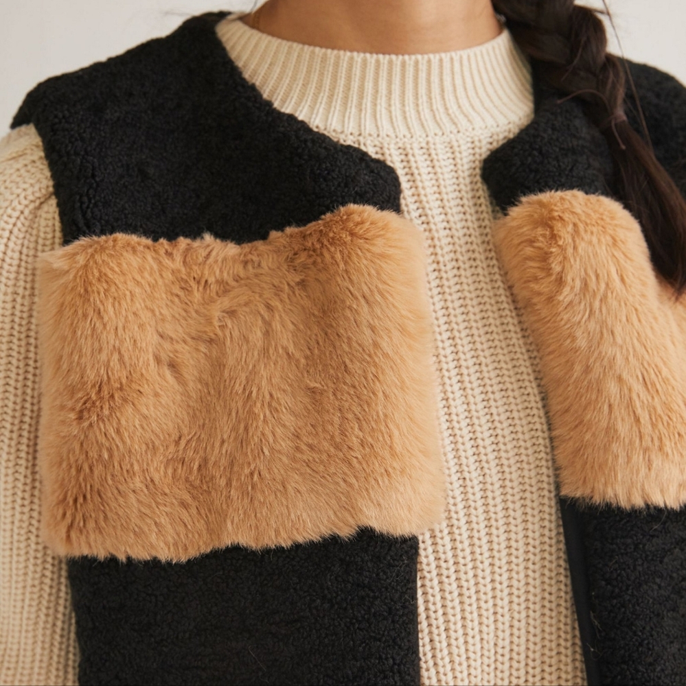 Anthropologie Striped Faux Fur Vest - Picture 3 of 4